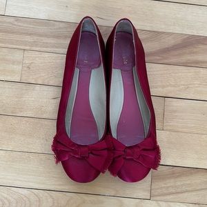 Kate Spade red silk flats 7.5
